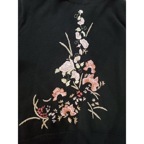 Vtg Heirloom Collectibles Embroidered Floral Button Cardigan Sweater Size L - Picture 6 of 10